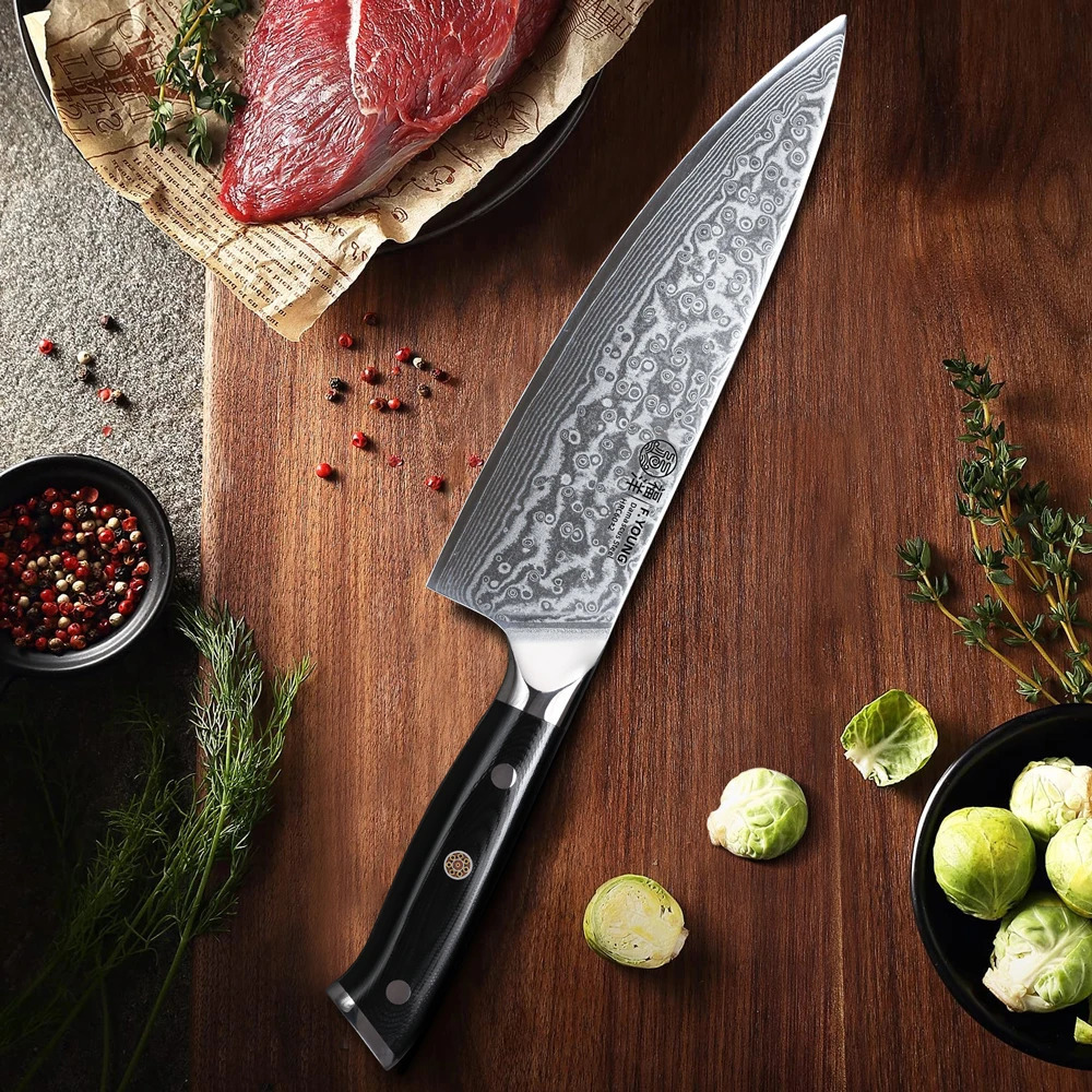 F. Young 8-inch professional chef knife Japanese 67 layer Damascus steel VG10 core super sharp meat and vegetable kitchen knife 241220