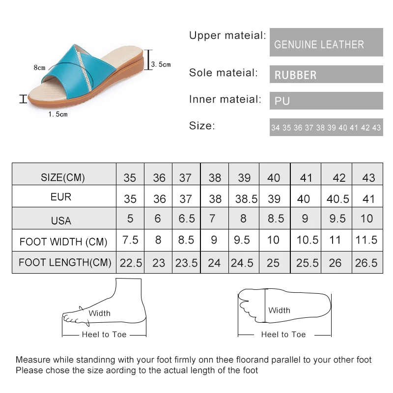 AIYUQI Women Sandals Slippers Summer Genuine Leather Non-slip Women Slides Thick Bottom Large Size Women Sandals