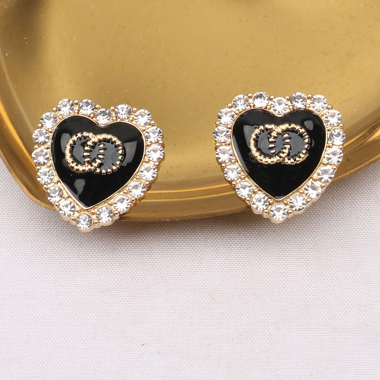 Fashion Gold Silver Letter Ear Stud Dangle Hoop Earrings Geometric Famous Women Long Eardrop Crystal Rhinestone Pearl Chain Earring Wedding Jewerlry C8002