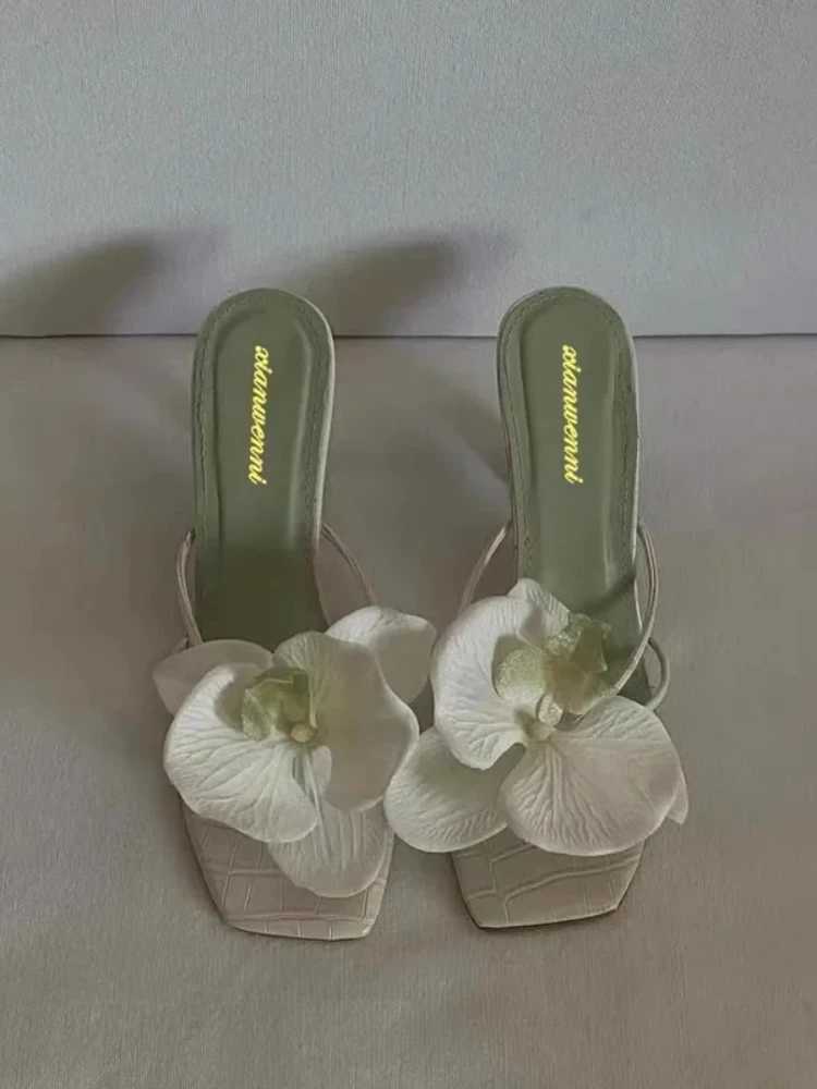 2024 Fi Shoes Fem New Elegant Flower Design Sandals Casual Fixed Outerwear High Heels Sandals Y241219
