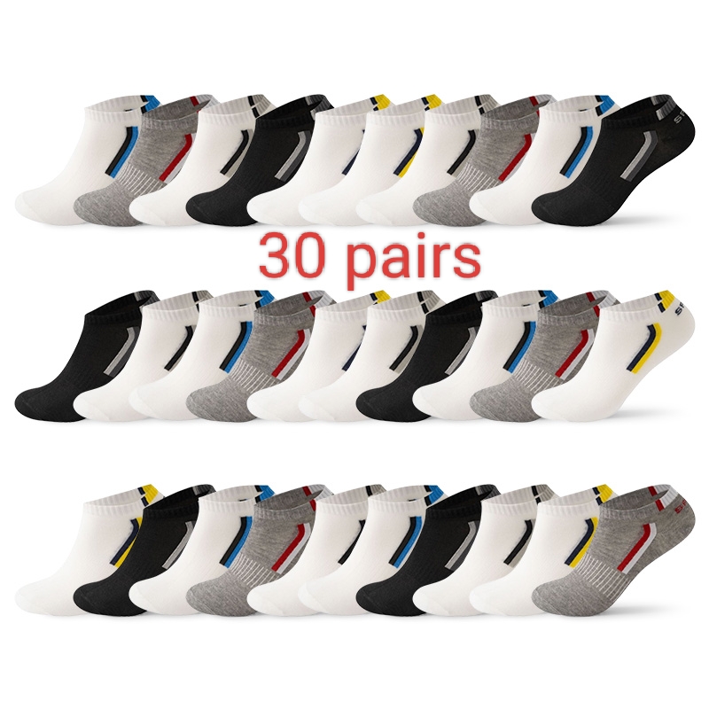 30 pairs of four seasons of men and women with the same sports socks anti-odor boat socks breathable leisure socks