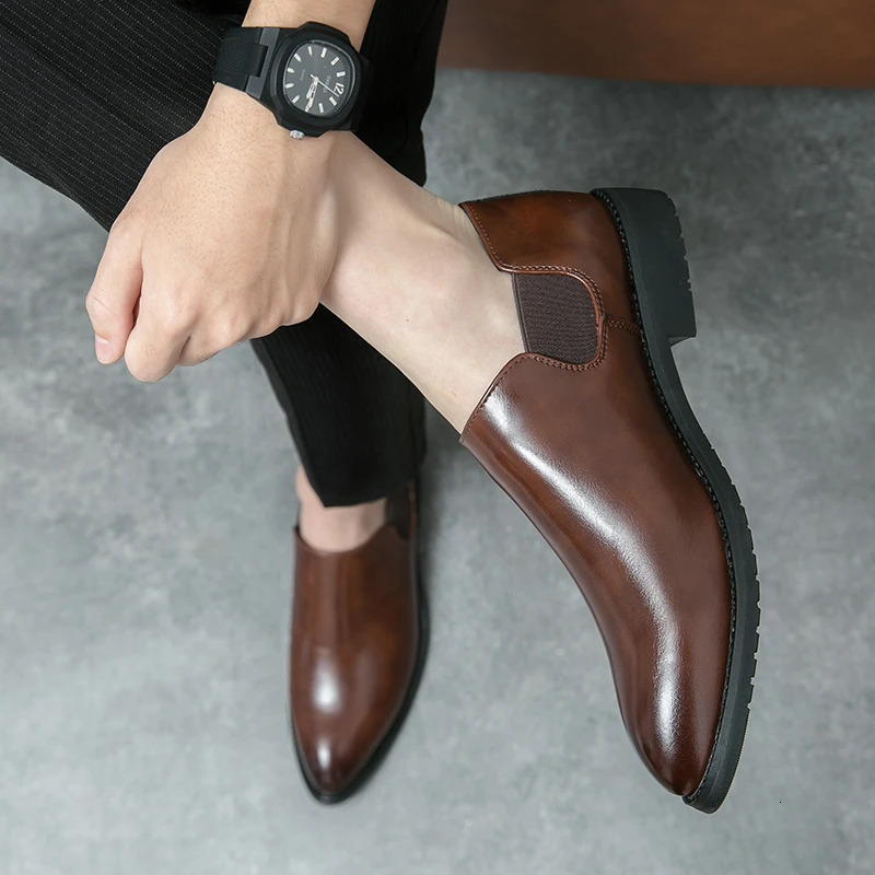 Men Concise Silp-on Leather Mens Fashion Business Shoes Dress Shoes Casual Derby Shoes Career Italy Style Shoes Plus Size 38-46 241220