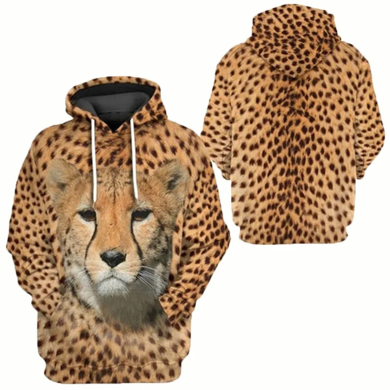 Fashion Sexy Leopard Hoodies Animal Cheetah 3D Print Women Men Long Sleeve Hooded Sweatshirts Harajuku Pullovers Female Clothing 241216