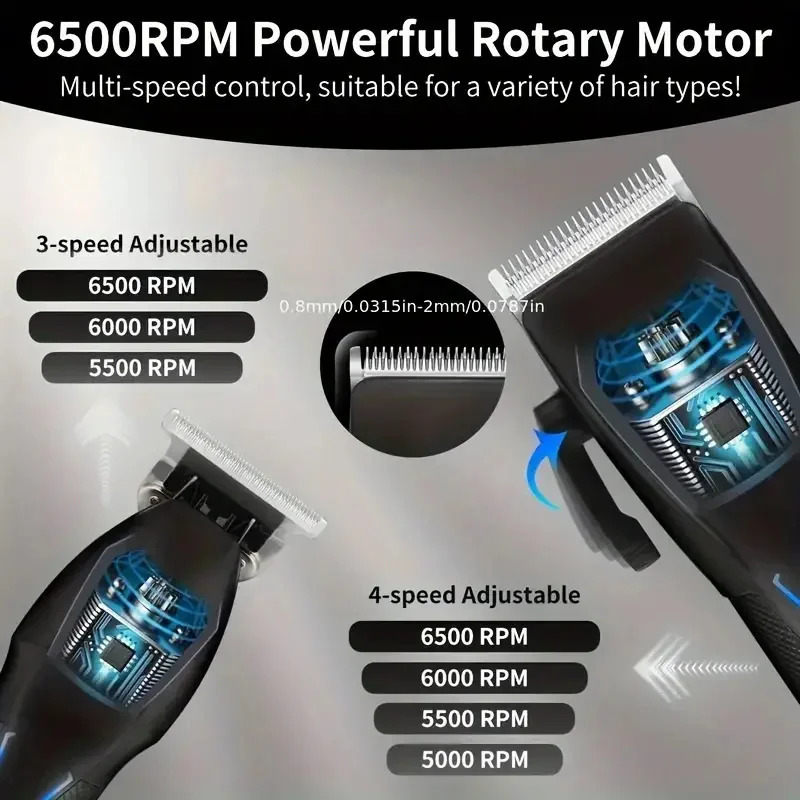 RUCHA Hair Clipper And Trimmer Set Barber Clippers For Men Professional Kit Beard Haircut Cordless Cutting 241219