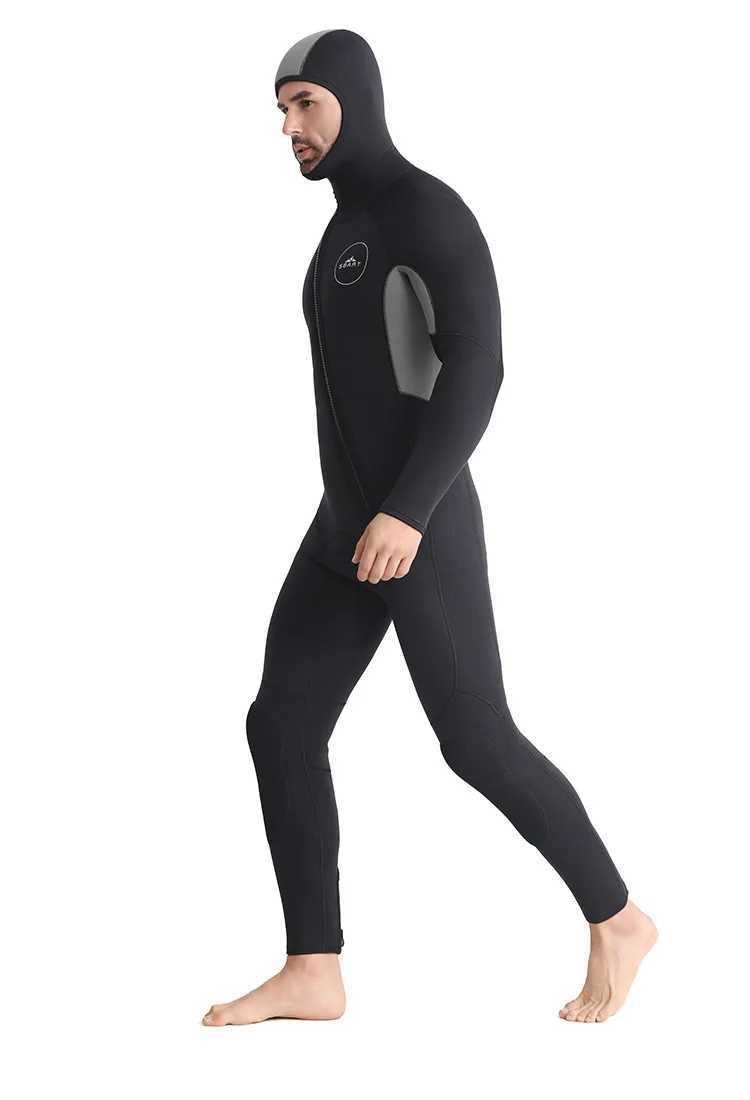 SBART New 5mm One Piece Diving Suit Mens Hat Thickened Thermal Diving Suit Winter Swimming Suit Floating Surfing SuitXJ241220
