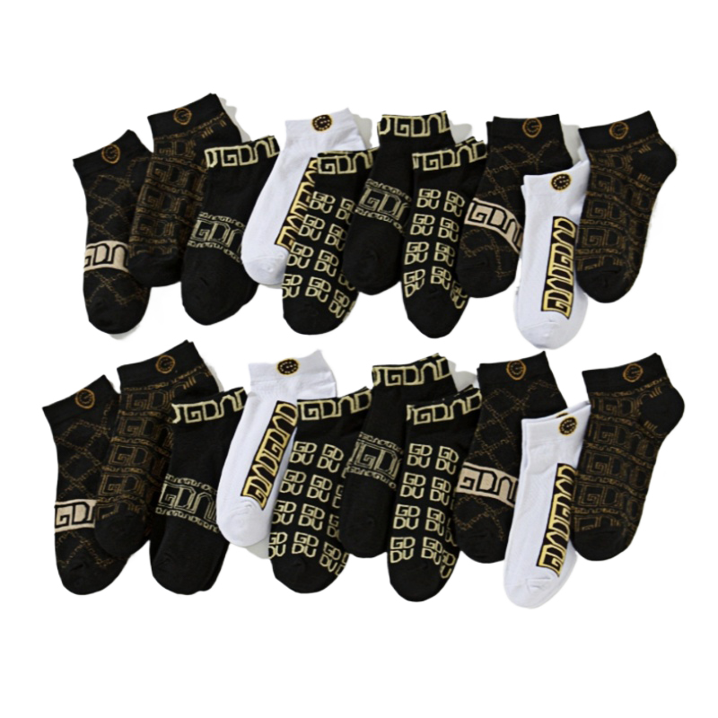 Men's Summer Thin Boat Socks Black and White Letter Printing Joker Men's Socks Fashion Brand Designer Socks Breathable Sweat Absorbent Deodo