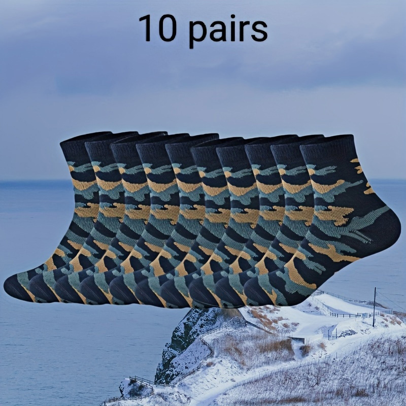 10 pairs of four seasons men's sports camouflage socks anti-odor boat socks breathable leisure socks hot-sale