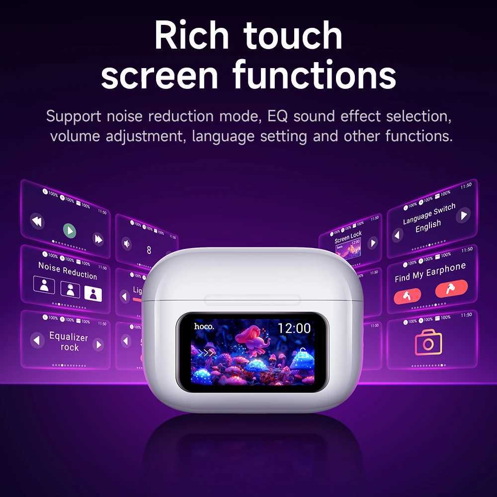 HOCO EW72 Wirelss 5.4 ANC Noise Reduction Earphone With LED Fl Touch Smart Sn Charging Box Music Sports Earbuds Z241218