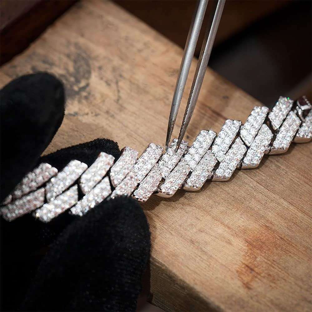 designer cuban link mens 14MM wide 2 row dia miami chains necklaces prong iced out chain necklace rock rapper hip hop jewelry woman gift