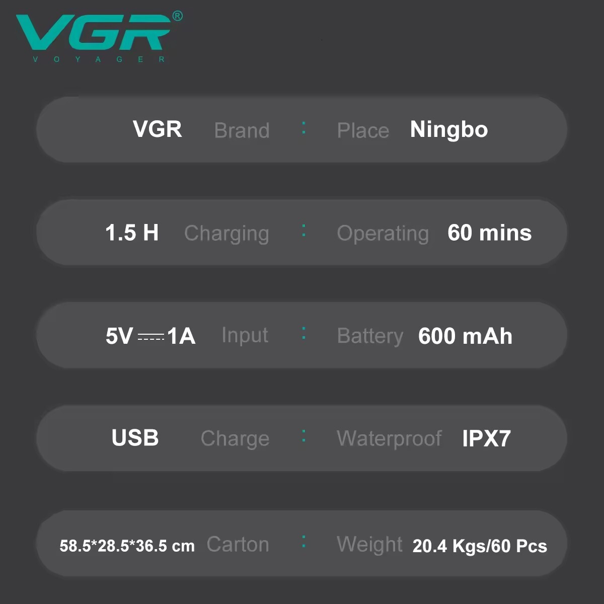 VGR Professional Waterproof Travel Mini Electric Shave Ipx7 Portable Reciprocating Foil Shaver For Men V-340