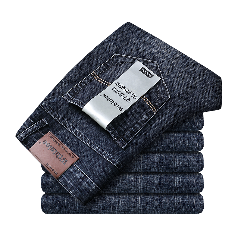 Wthinlee New Business Men's Jeans Casual Straight Stretch Fashion Classic Blue Black Work Denim Trousers Male Brand Clothing