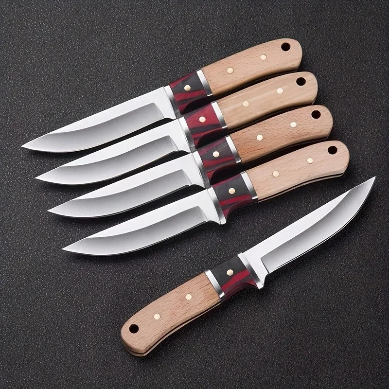 1 piece of solid wood multi-purpose stainless steel fruit knife chefs knife meat cutting knife 241220