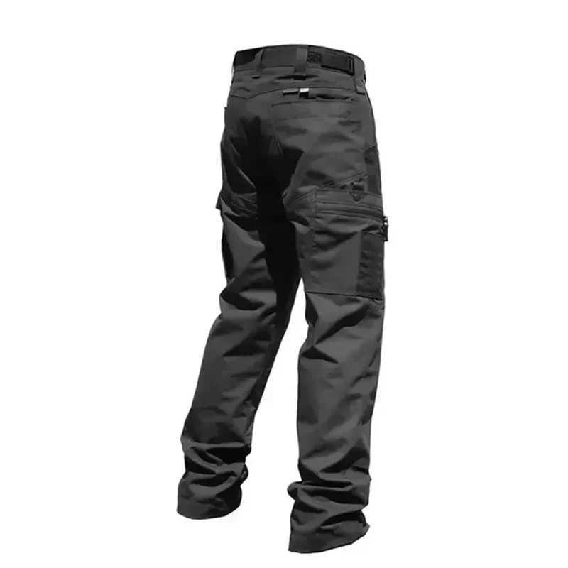 Black Camo Cargo Pants Outdoor Multi-pocket Ripstop Waterproof Trousers Male Autumn Wear-resistant Training Fishing Work Pants W250701 W250701