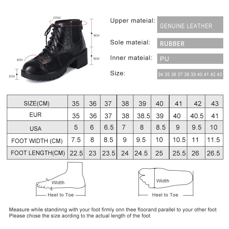 AIYUQI Summer Marton Boots Women Hollow Short Boots Women Genuine Leather Large Size Thick-heel Cool Boots Ladies
