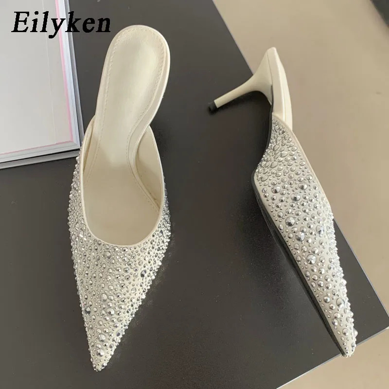 Eilyken Sexy Party Prom Rivet Women Slippers Pointed Toe Thin High Heels Mules Ladies Spring Pumps Shoes 241220