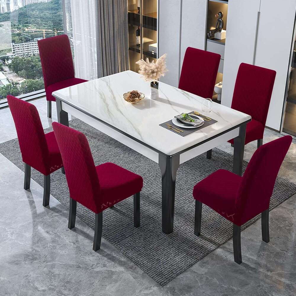 Genina Waterproof Covers Room, Stretch Jacquard Dining Slipcovers Removable Washable Chair Protector for Kitchen Hotel Restaurant