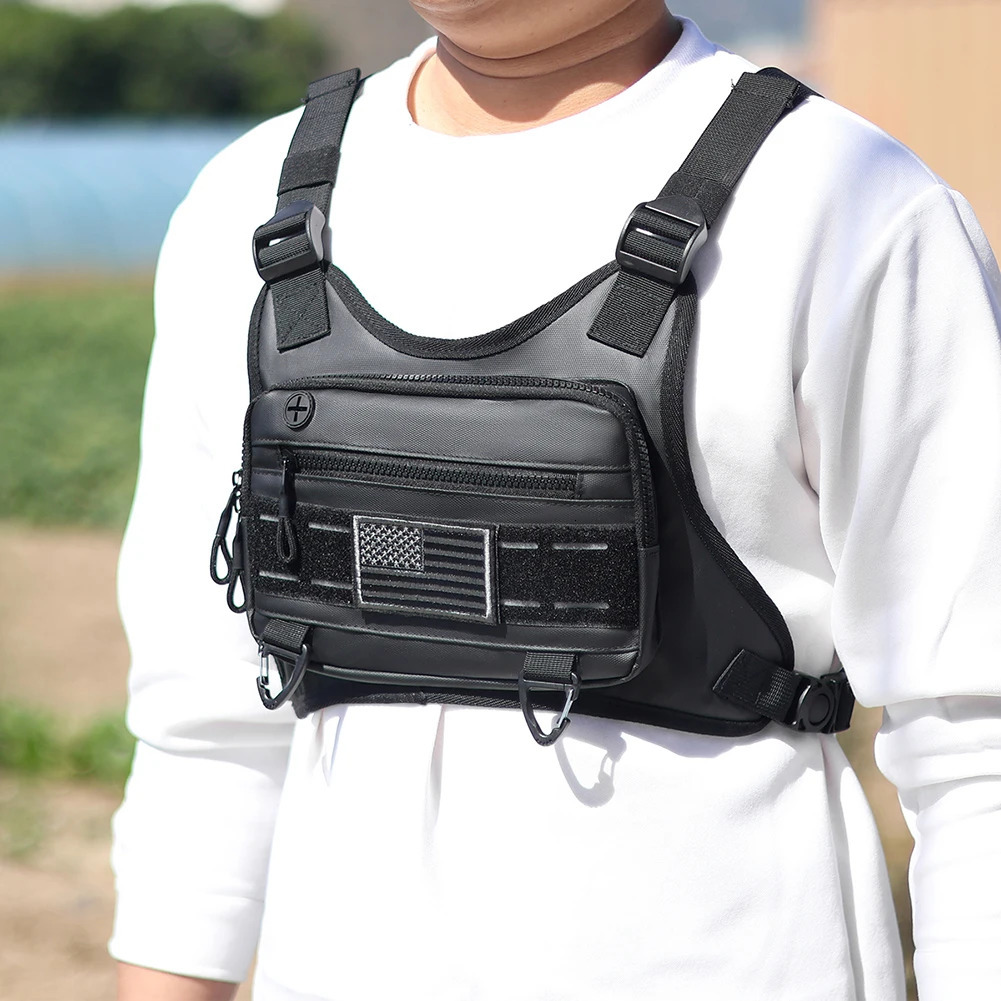 Tactical Chest Bag Unisex Running Vest Bag with Adjustable Straps Lightweight Front Vest Bag Large Capacity Outdoor Climbing Bag 241219