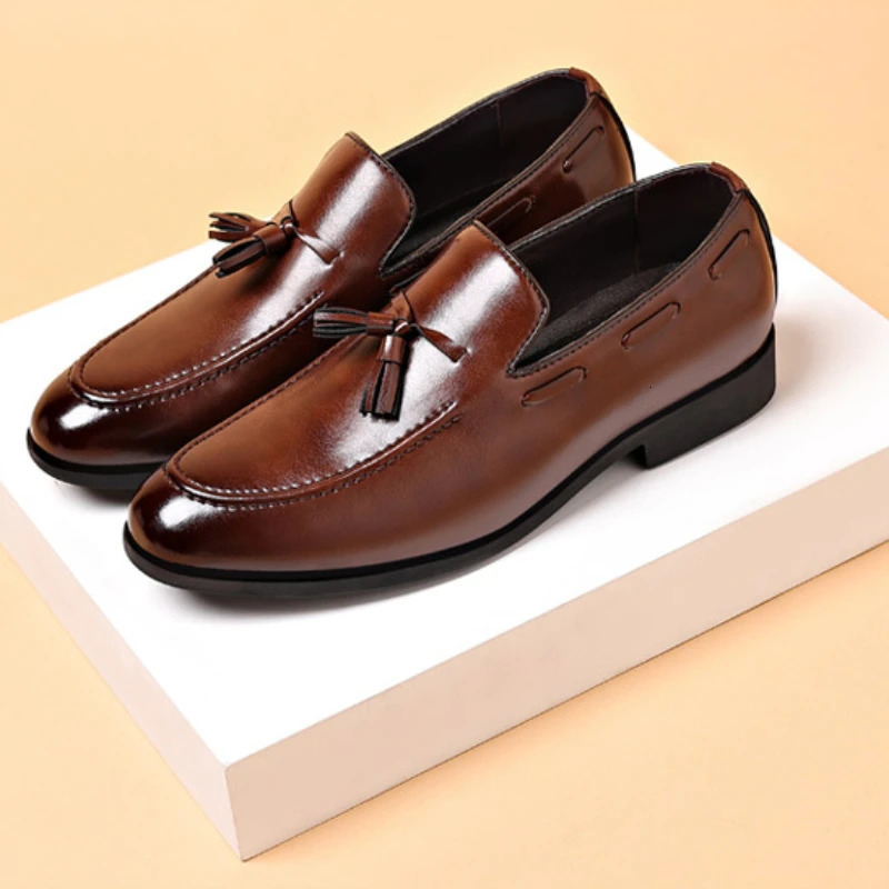 Mens Dress Shoes er 2024 Business Shoes Slip on Men Leather Shoes Pointed Toe Business Casual Man Zapatos Para Hombres 241220
