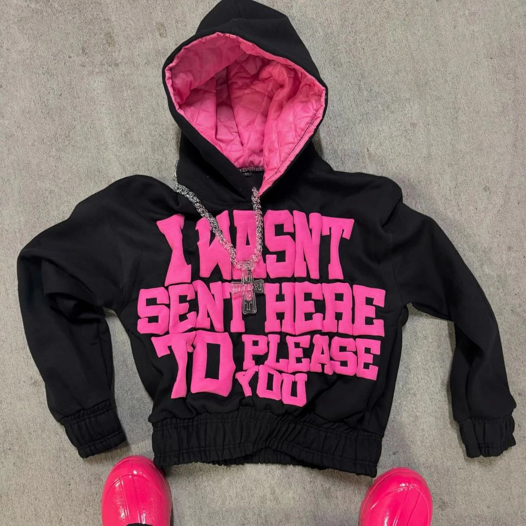 American Harajuku Y2K Sports Style English Pattern Printed Hoodie Womens Spring Loose Casual Street Trend Color Block Sweatshirt 241217
