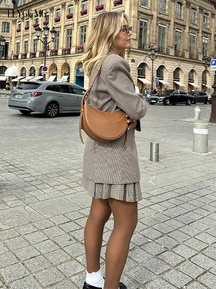 Plaid Coat Women Belt Autumn Winter Slim Lapel Buttons Pockets Outerwear Female Long Sleeve Vintage Jacket Lady High Street Chic 241220