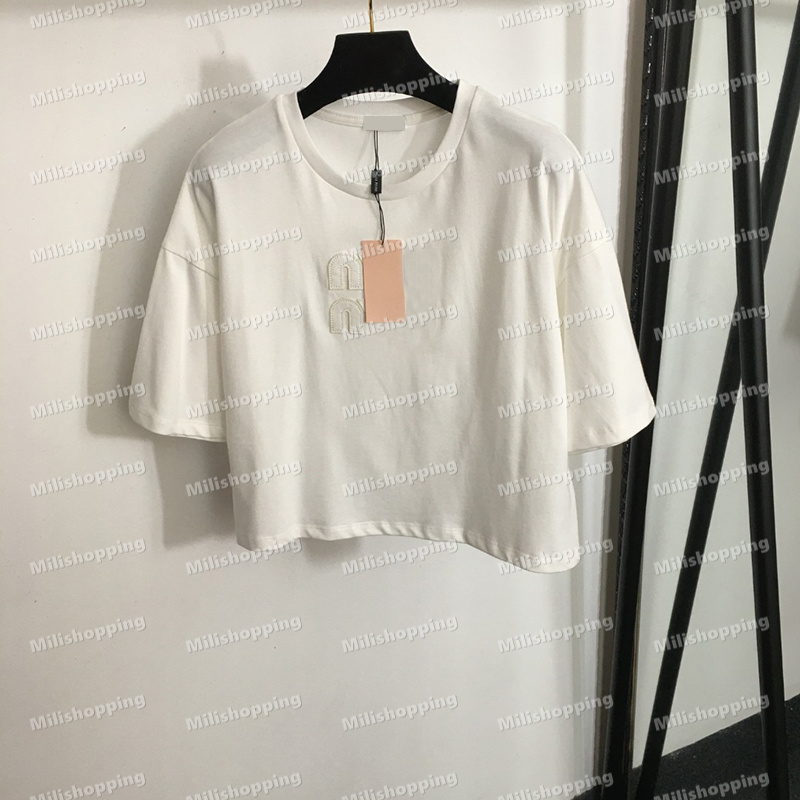 Embroidered Letter Patch T Shirts Fashion Loose Short Tees Sport T Shirts for Women Cotton Tops Designer Clothes