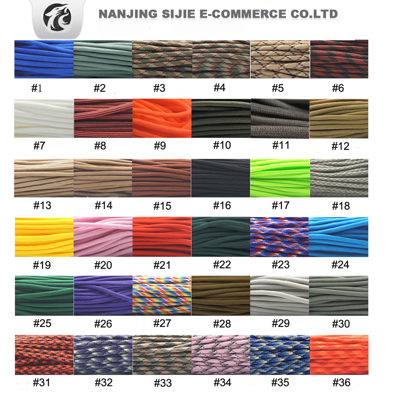 New TypeIII Mli Spec outdoor camping 4mm 550 paracord parachute cord rope