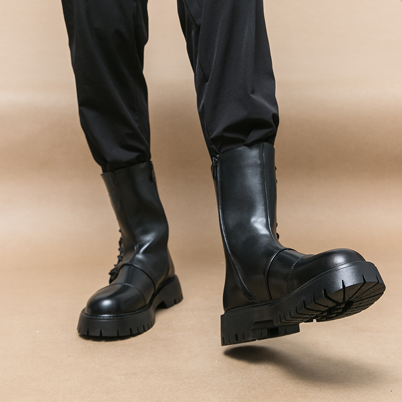 Men Boots Thick Sole High-Top Fashion Simple Casual Style Designer Shoes Versatile Winter Trendy Triple Black Brown fashion