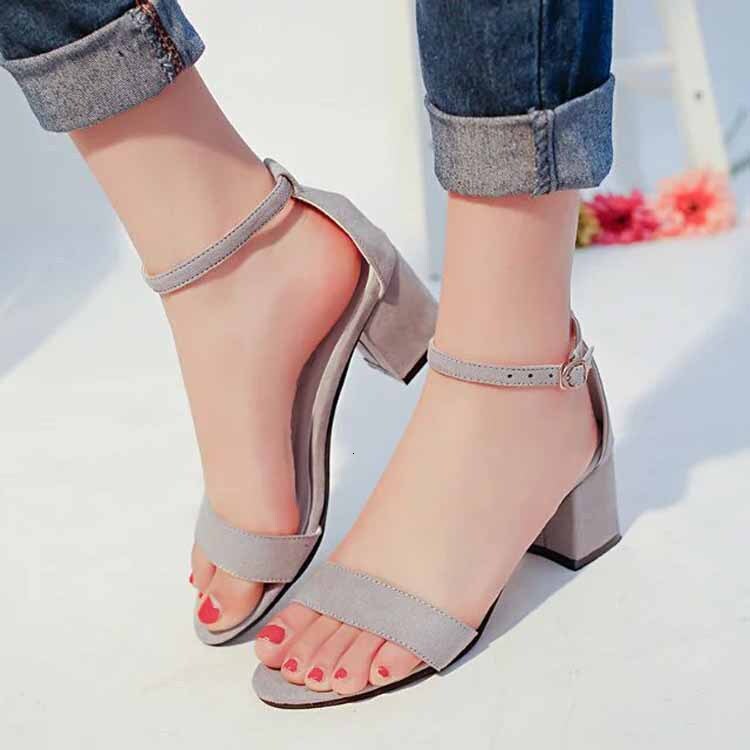 Ddmywed Summer New Mid Thick Heel Open Toe Suede Sexy One Word Buckle Strap Women's Sandals Roman Shoes Trendy Chinese Brand Shoes F1220-18.5 ddm