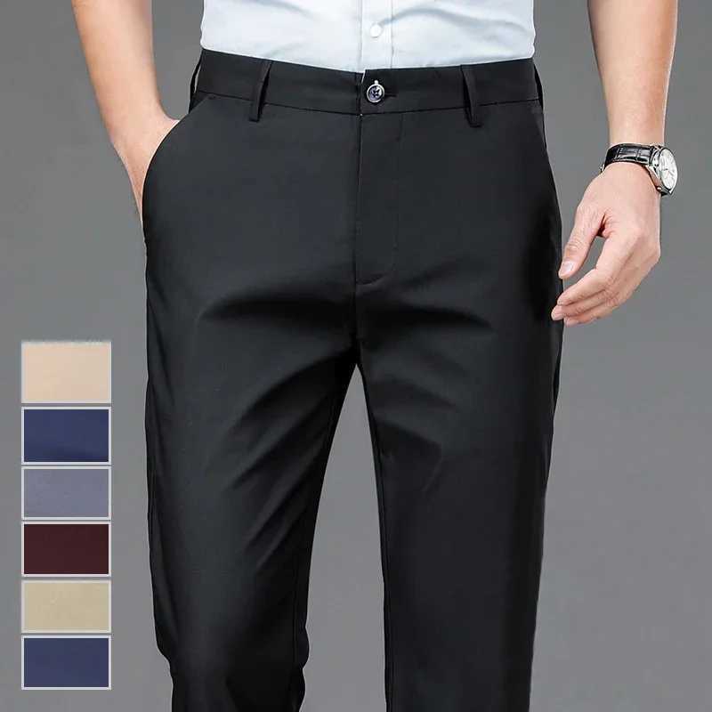 Mens elastic casual pants business suit pants spring and summer breathable dress pants full-length mens work clothes W241220