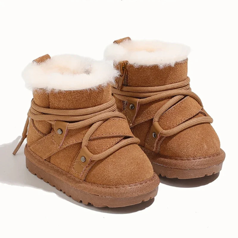 Winter Baby Childrens Snow Boots Velvet Warm Boys and Girls Short Boots Thick Fur Baby Kids Casual Cotton Shoes 241219