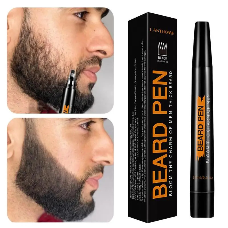 Beard Pen Beard Filler Pencil Men Black Brown 4-Tip Beard Pen Detailing Filler Moustache Eyebrows Barber Pencil Beard Marker 241219