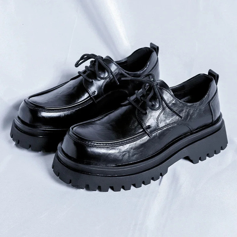 Black Brown Thick Sole Formal Leather Derby Shoes for Men er Platform Casual Shoes Wedding Dress Oxfords Shoes Man 241220