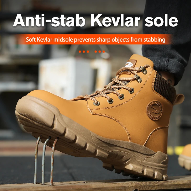 Safety Shoes Work Shoes Steel Toe Men Puncture-protective Work Boots Anti-smash Protect Boots Indestructible Safety Lightweight 241216