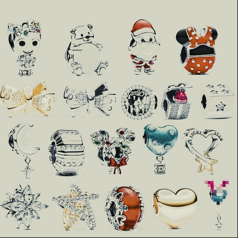 Silver Beads New Christmas Series Santa Claus Beads Bracelet Diy Accessories Beads