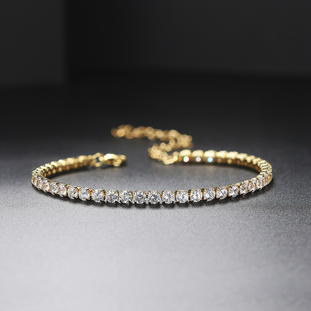 Choucong Brand Ins Top Sell Tennis Anklets Simple Fashion Jewelry 18K Gold Fill Round Cut White 3A Cubic Zircon CZ Diamond Gemstones Party Women Ankle