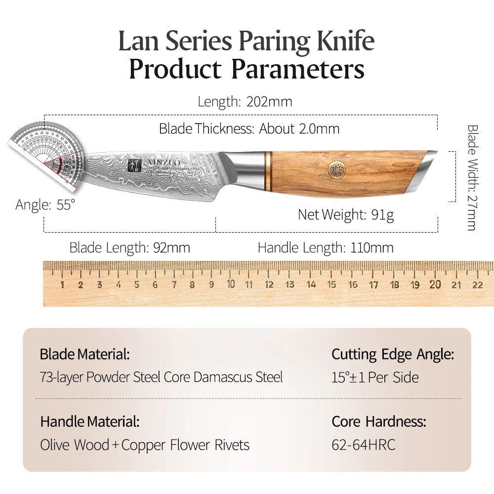 XINZUO 3.5-inch Paring knife 73 layer Damascus steel practical knife VG10 vegetable and fruit knife 241224