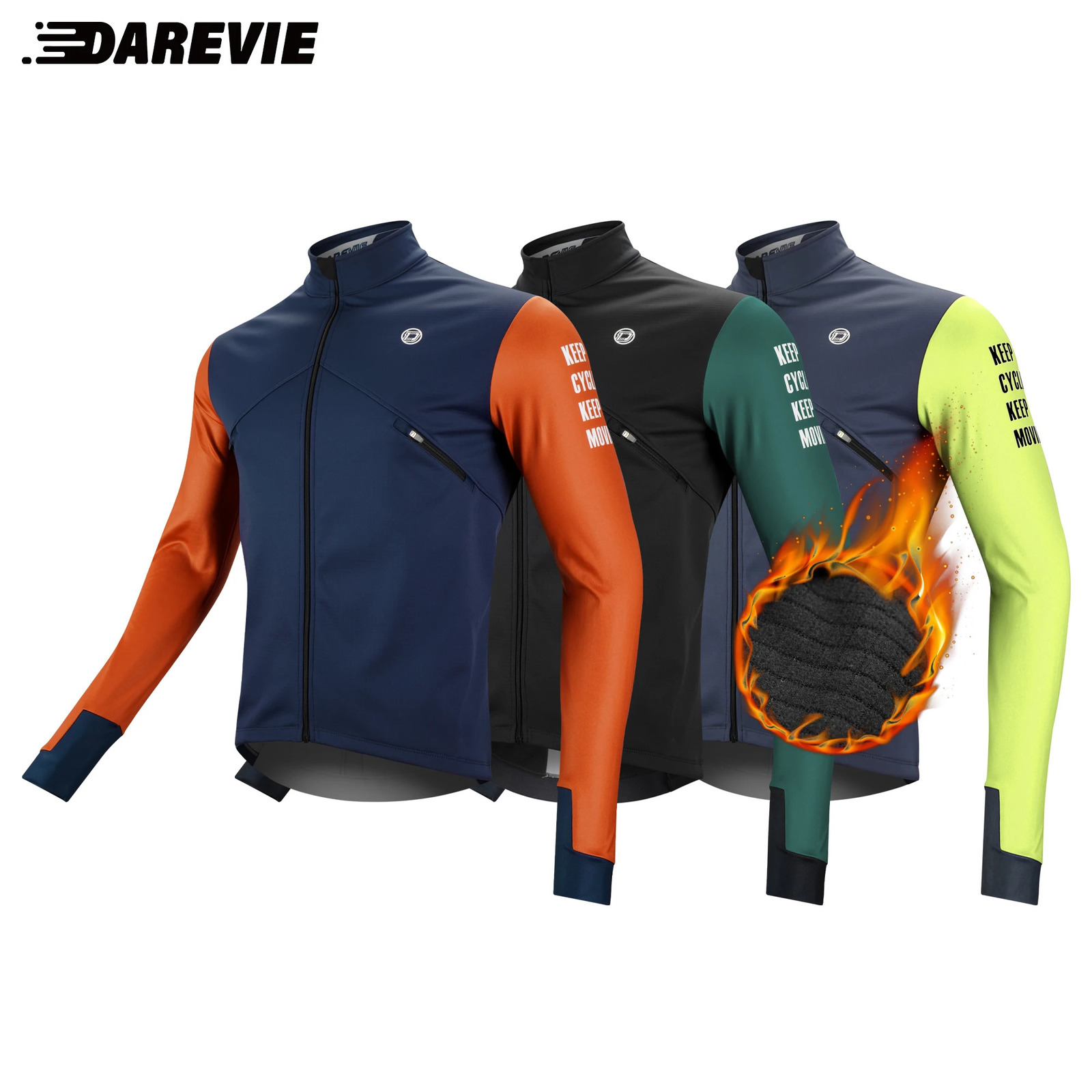 DAREVIE Cycling Mens Jacket WindProof Fleece Pro Cycling Jackets Longsleeve Warm Soft Brushed Pro Breathable Bicycle Clothing 241220