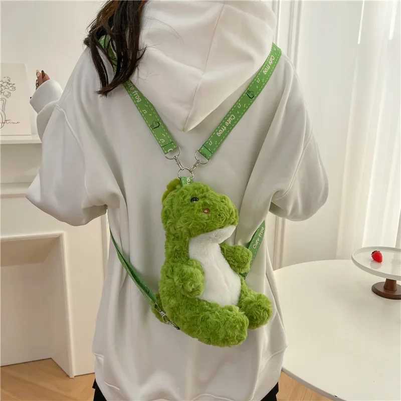 Fashion Dinosaur Plush Backpack Creative 3D Crossbody Bag Cute Animal Plushie Doll Mini Shoulder Bag Dino Bag Birthday GiftsXJ241219