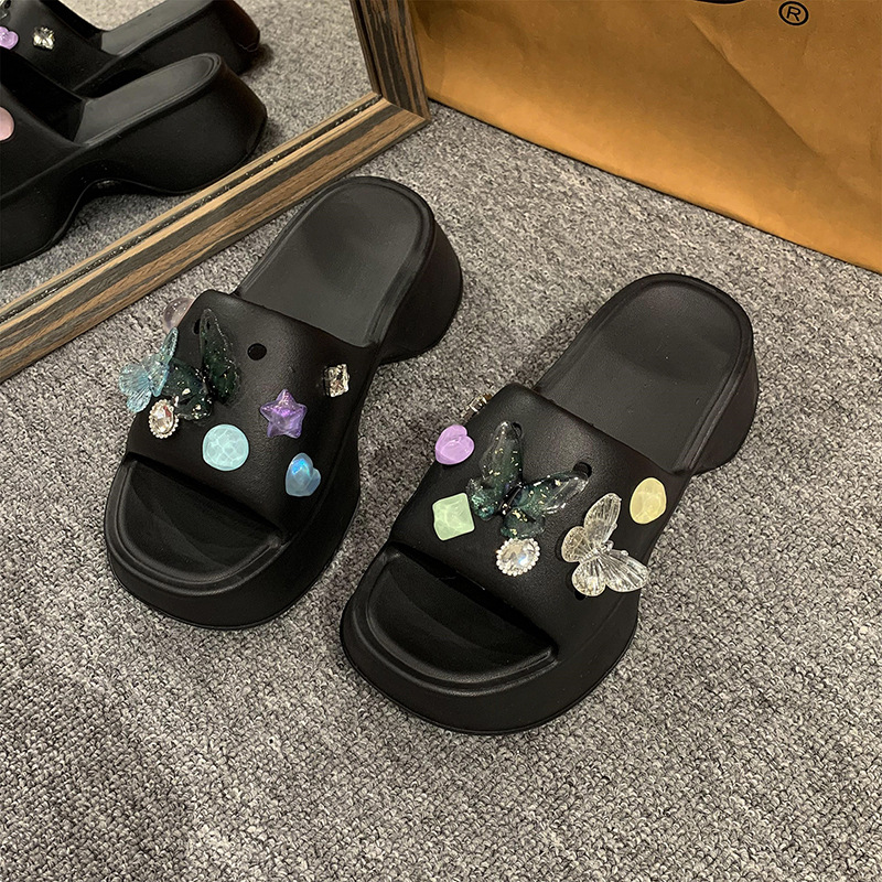 Free Shipping slippers designer slides Mens womens summer butterfly Platform sandals black pink outdoor Slipper slider men woman Trainer shoes size eu