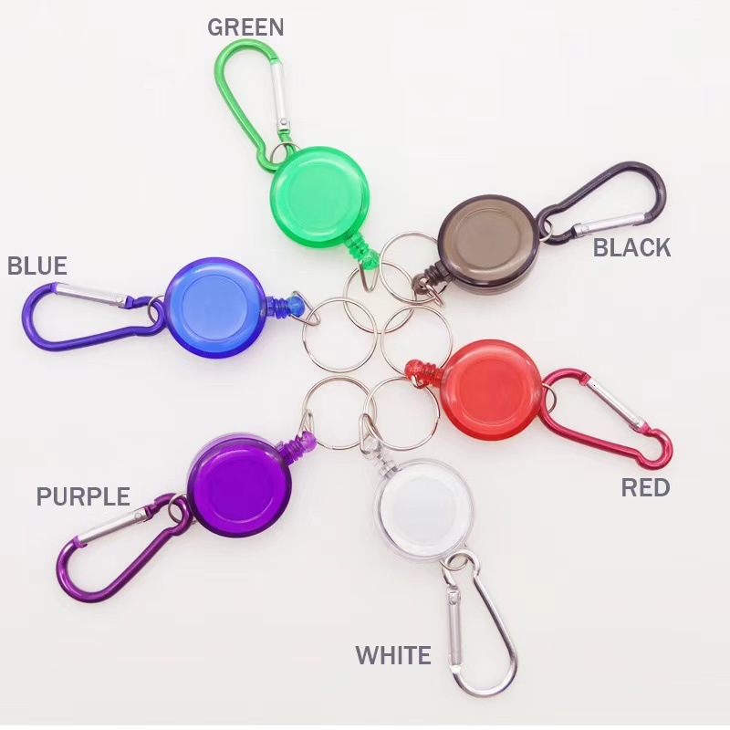 Multifunctional Multi-color Roll Retractable Keychain Rope Bag Recoil ID Card Holder Keyring Key Chain Steel Cord