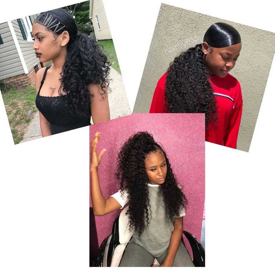 LUPU Synthetic African Long Wavy Curly Ladies Drawstring Ponytail Hair Extension Corn Handle Hairpin Hair ExtensionXJ241221