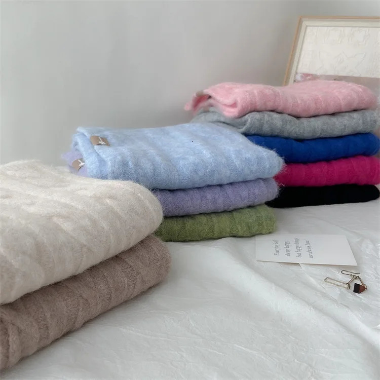 Korea Cashmere Scarf Womens Autumn Winter Fashion Knitted Thicke Warm Soft Scarf Office Lady Elegant Female Shawl 241220