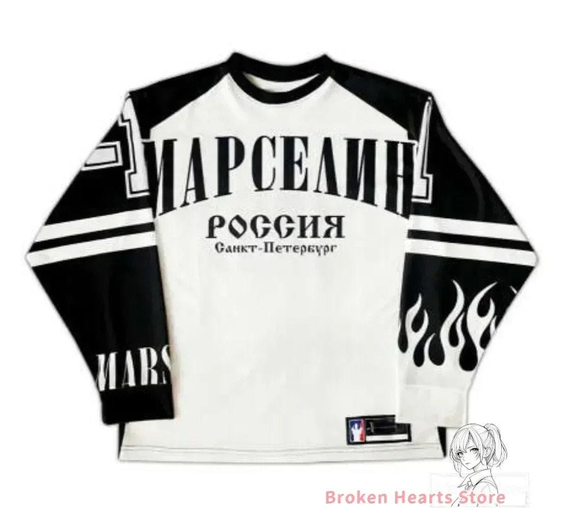 Harajuku Y2K Sprots Long Sleeves T shirts Men Hip hop Casual Fashion Streetwear Loose Baseball Jersey Tops Clothing 241217