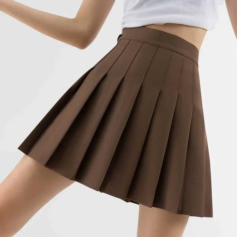 High Waist Solid Pleated Mini Skirt for Women Summer Spring Korean Preppy Style Fashion Cute A-line Skirts Y2K Skort ClothesXJ241221
