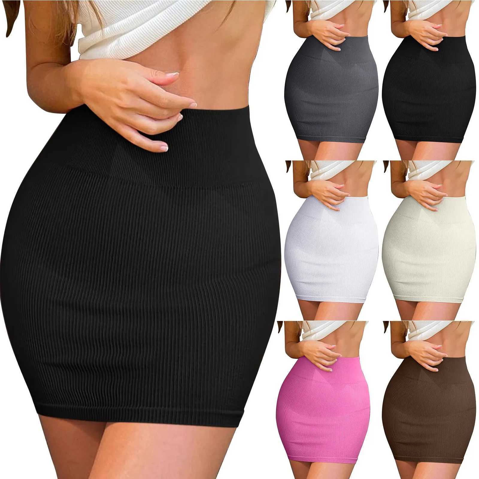 Womens High Waist Ribbed Knit Mini Skirt Solid Color Basic Bodycon Club Pencil Skirt Casual Summer Short Mini SkirtsXJ241221