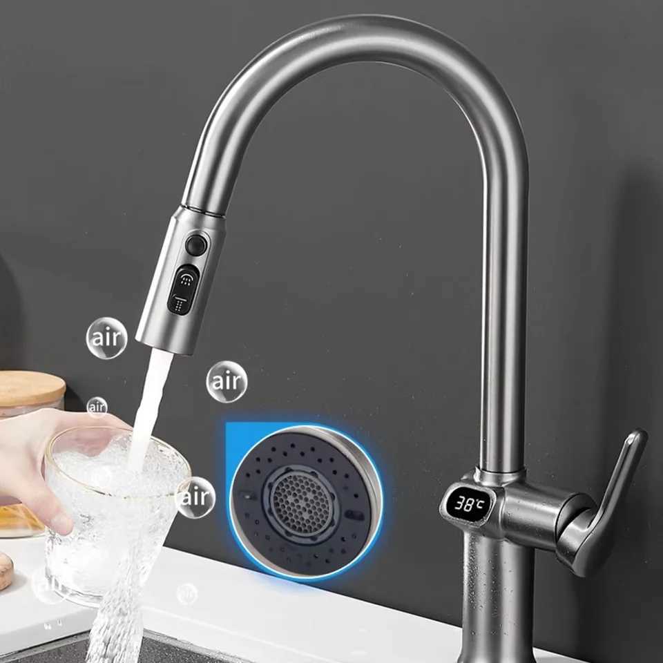 Kitchen Faucet Temperature Faucet Kitchen Pl Out Kitchen Sink Faucet Digital Display Function Rotatable Kitchen Taps Z241221