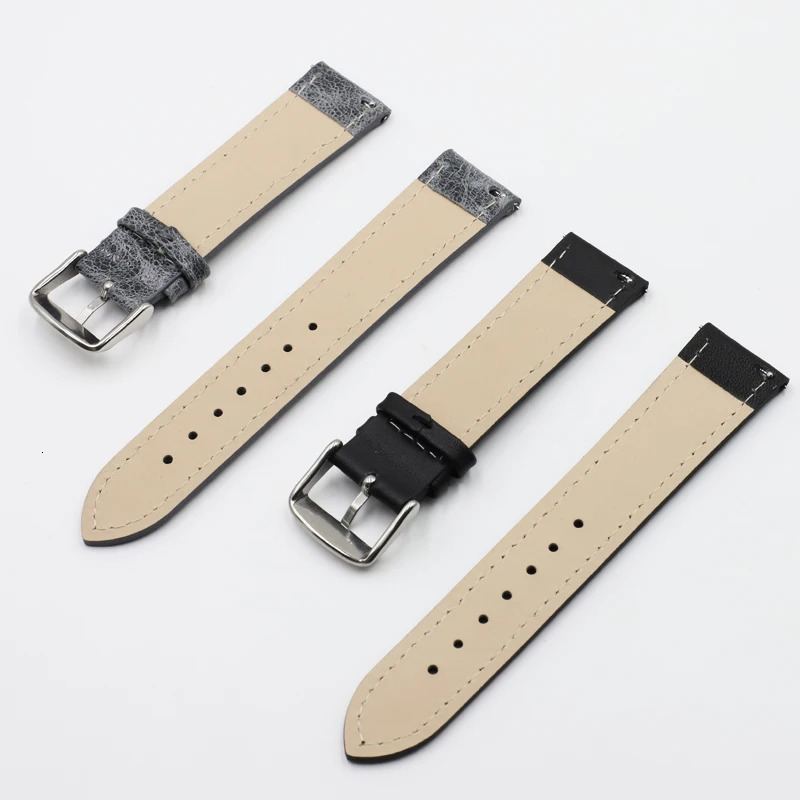 High Quality Retro Watch Strap Band 18mm 20mm 22mm 24mm Leather Watchbands Gray Black Brown Blue for Men Watch Accessories 241220