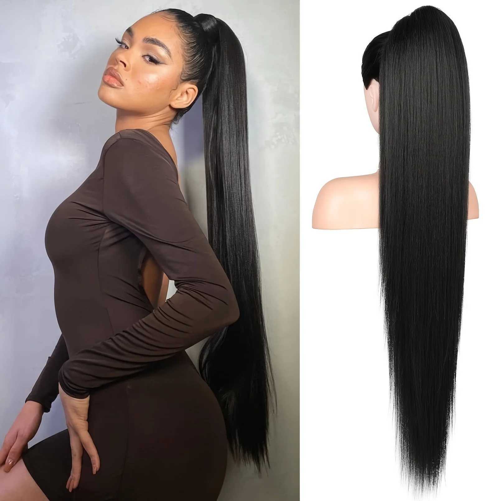 36 inch Long Ponytail Hair Extensions Drawstring Ponytail Synthetic Ponytail Soft Clip-In Hair Extensions Ponytail WomensXJ241221