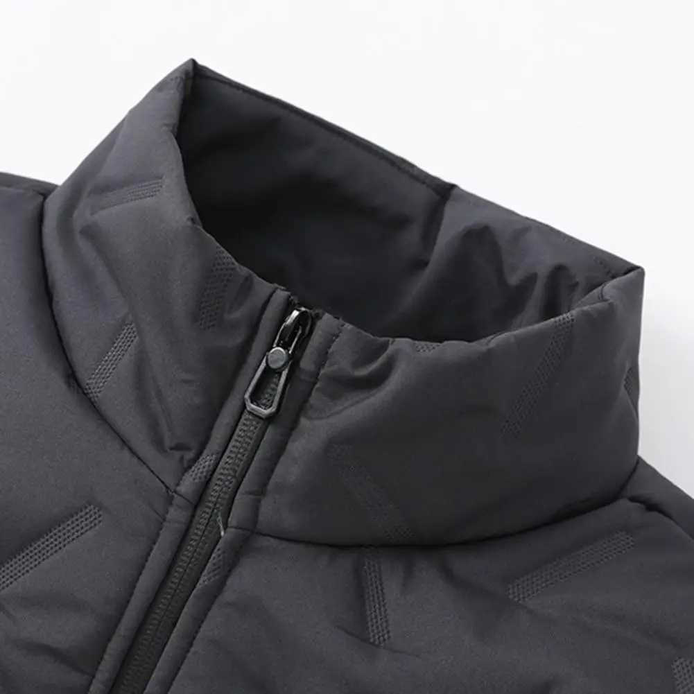 Fall Winter Men Vest Padded Thick Plush Stand Collar Sleeveless Cardigan Jackets Zipper Closure Warm Windproof Men WaistcoatXJ241221