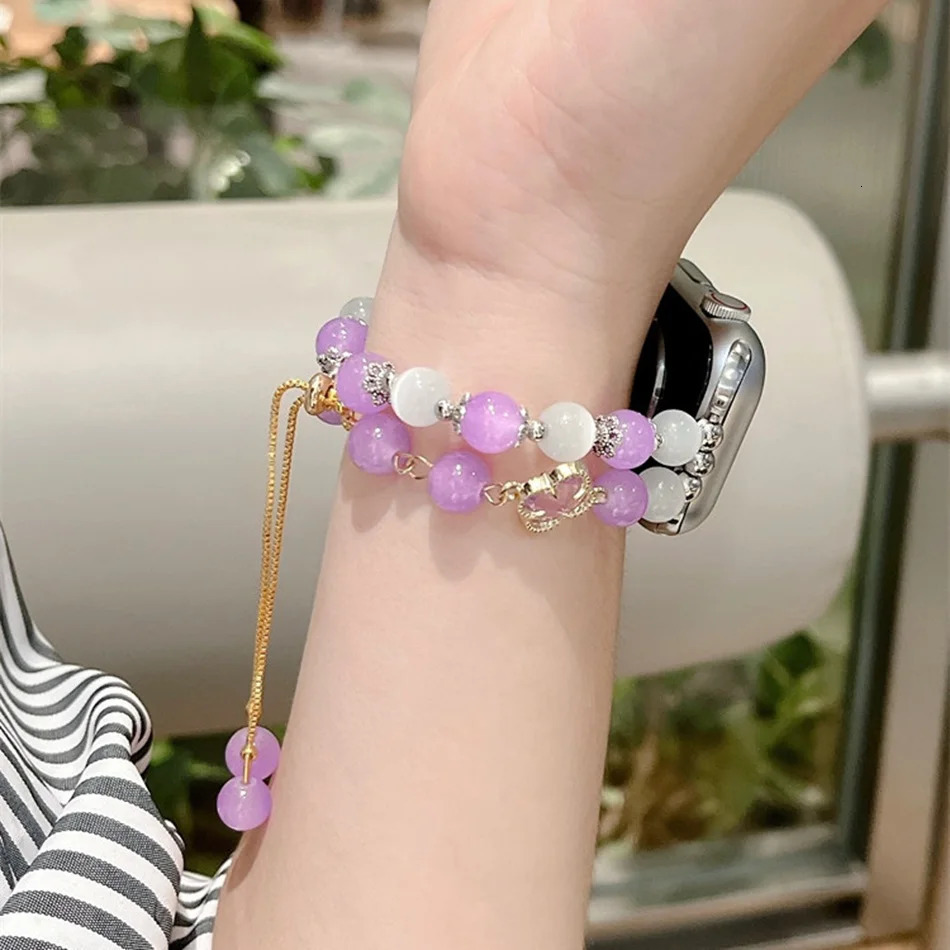 Elegant Opal Bracelet Strap For Watch Series 8 7 6 SE 45mm 44mm Fashion Pendant Band For IWatch ULtra 49mm 41mm 40mm 38mm 241220